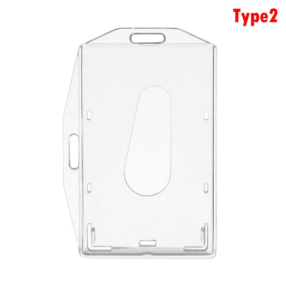 Transparent Multi-use Hard Plastic Badge Work ID Card Holder Clear Protector Cover Case Double Sided ID Card Pouch: 2