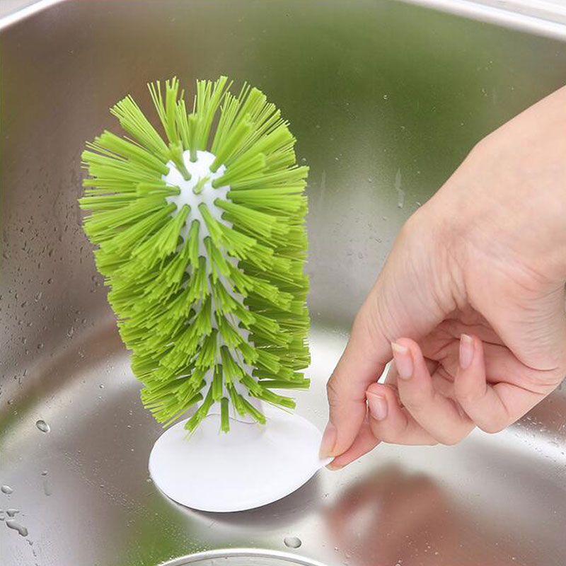 Sink Suction Cup Base Cleaning Brush Bottle Glass Wine Cup Brush Kitchen Cleaning Antibacteri kitchen utensil