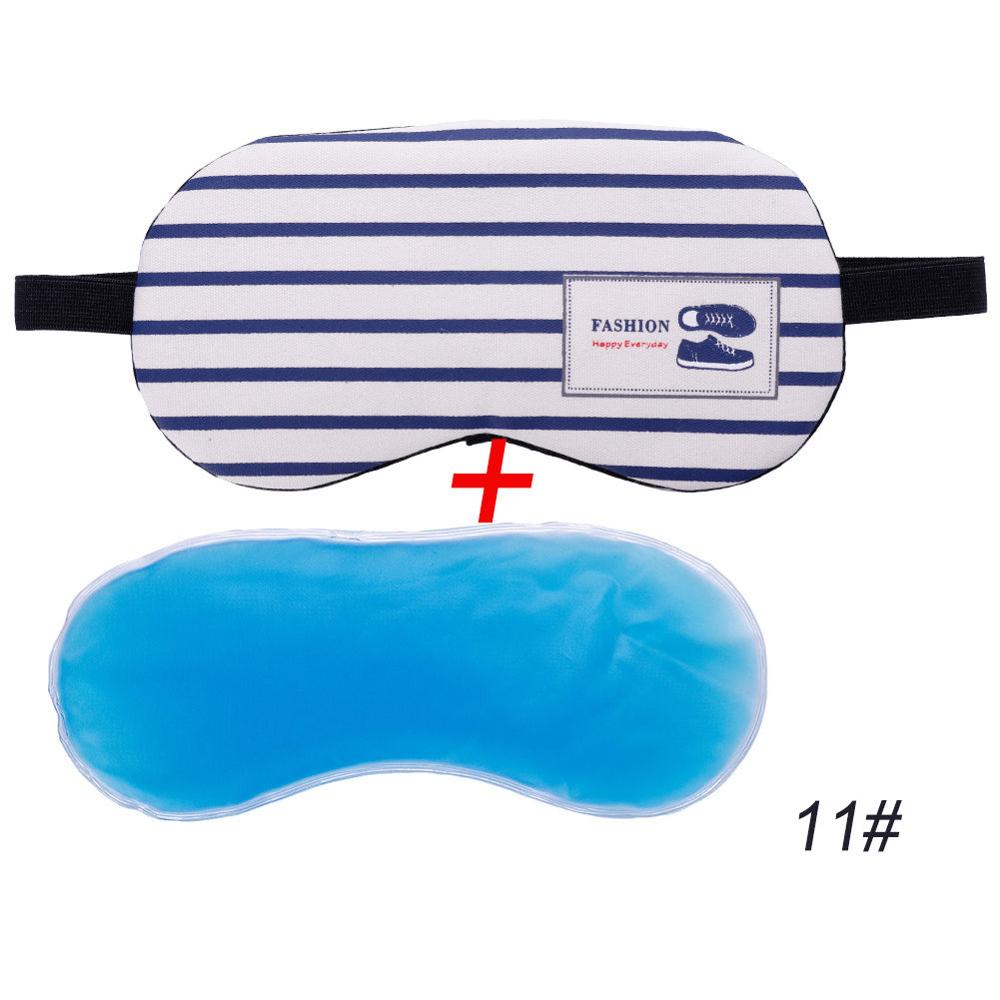 1Pc Sleeping Mask Eyepatch Eye Cover Cotton Mask for Eye Travel Relax Sleeping Aid Eye Patch Shading Eye Mask: 11 With Ice Gel-Shoe