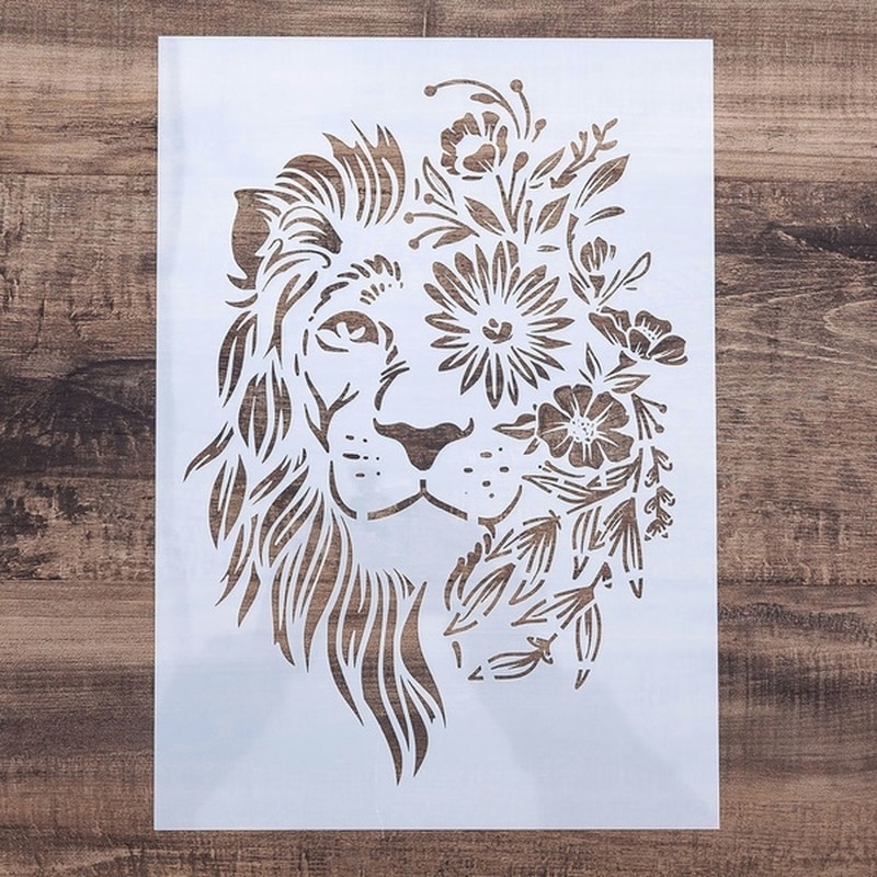 4pcs A4 Size DIY Craft LLion Elephant Mandala Stencil for Wall Painting Scrapbooking Stamping Stamp Album Decorative Embossing