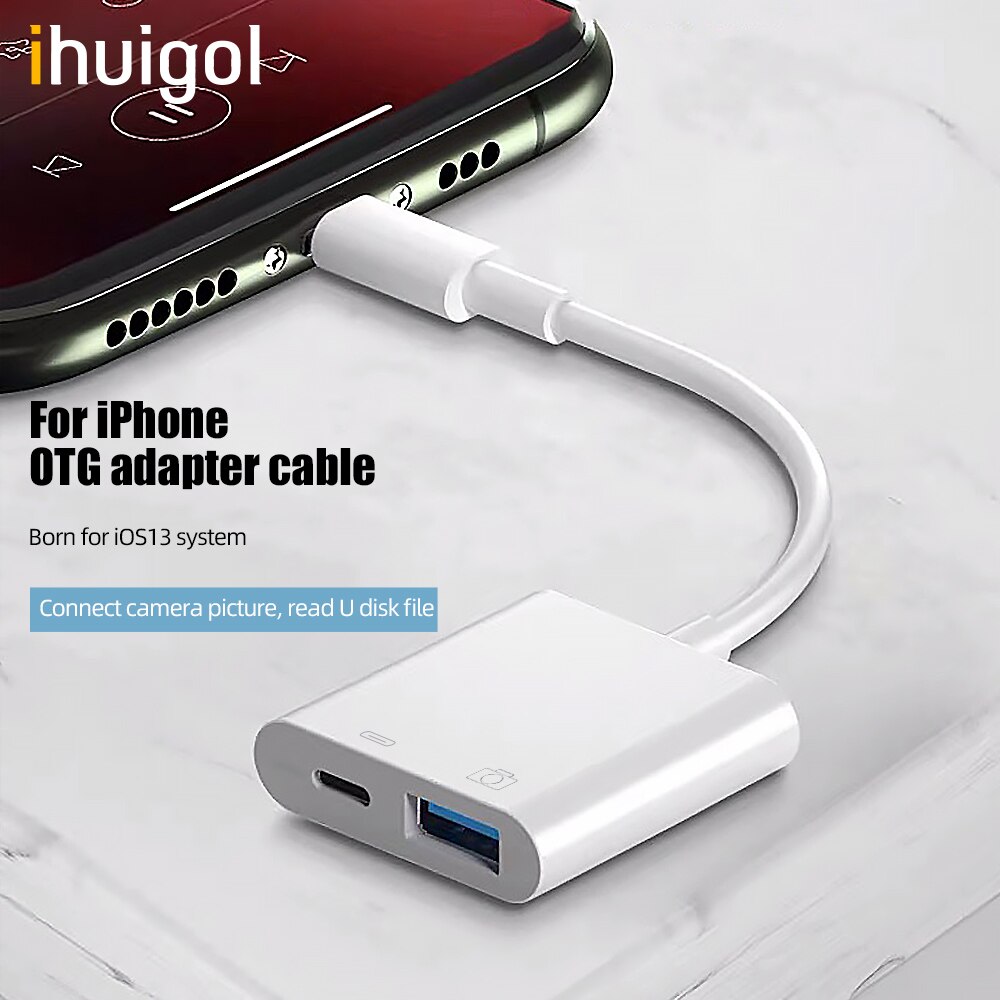 Ihuigol Otg Usb Voor Iphone Adapter Naar Usb 3.0 Converter Muis Toetsenbord U Disk Camera Cardreader Data Converter Voor Iphone 11 Pro