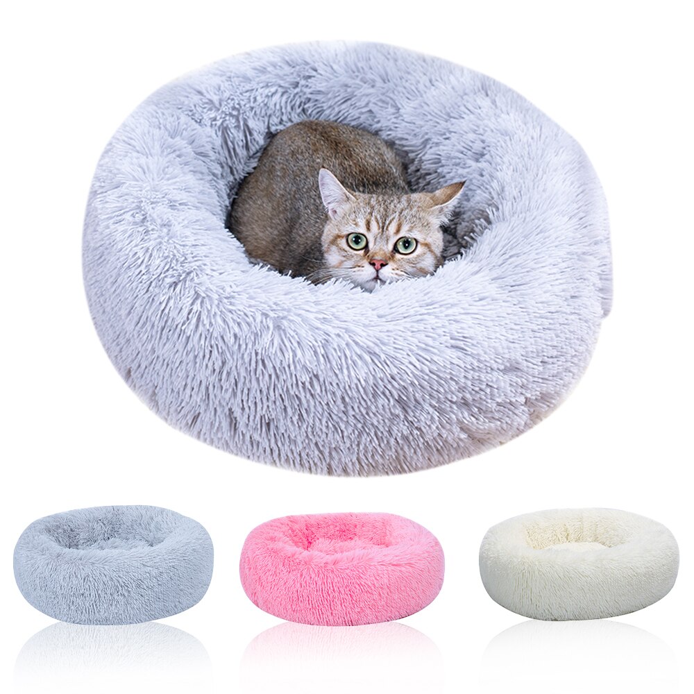 Ronde Hond Bed lange pluche Hond Kennel Wasbare Kat Huis Zachte Katoen Matten Sofa Voor kleine grote Hond Chihuahua Hond mand huisdier bed