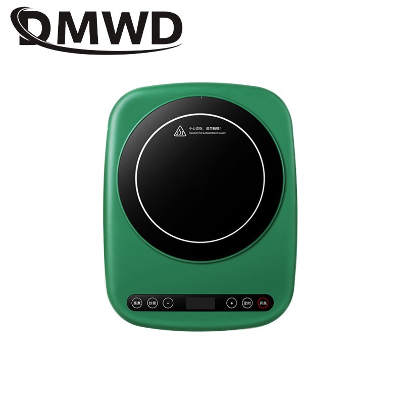 DMWD 2200W Electric Magnetic Induction Cooker Waterproof Mini Hotpot Heating Stove Surface Heater Water Boiler Oven Cooktop EU: green