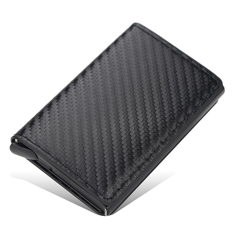 Carbon Fiber Rfid Blocking Mannen Creditcardhouder Lederen Bank Card Wallet Case Kaarthouder Bescherming Portemonnee Voor vrouwen: black