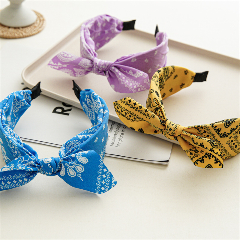 Bandana de Cachemira a la para mujer, diademas con lazo anudado, turbante con Orejas de conejo, diadema, accesorios para el cabello para niña