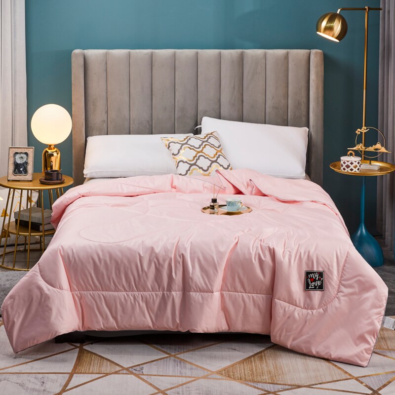 Sommer-steppdecke, einfarbig weiß, Polyester, klimaanlagen-bettdecke, blaue decke, eisseiden-bettüberwurf, heimtextilien , 150*200 200*230: 200 x 230cm / Rosa