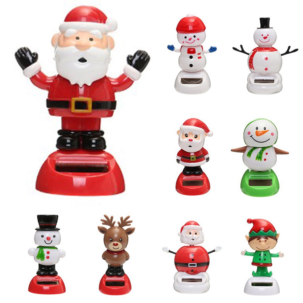 1 stuk schattige, op zonne-energie werkende, dansende, schommelende speelgoedauto, kerstdecoratie voor thuis, auto-accessoires