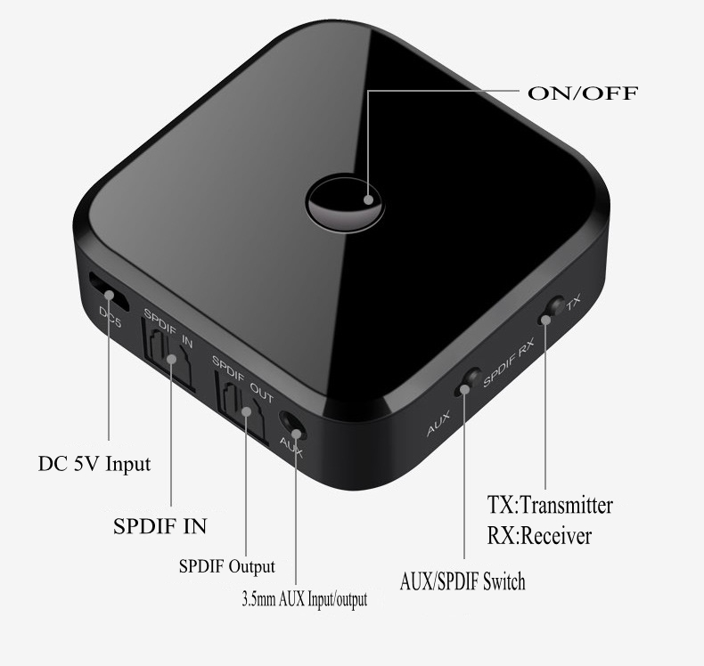 APTX lossless 2 in 1 Wireless Bluetooth 5.0 Transmitter Receiver Audio 3.5mm SPDIF Adapter For Smartphone PC TV Headphone