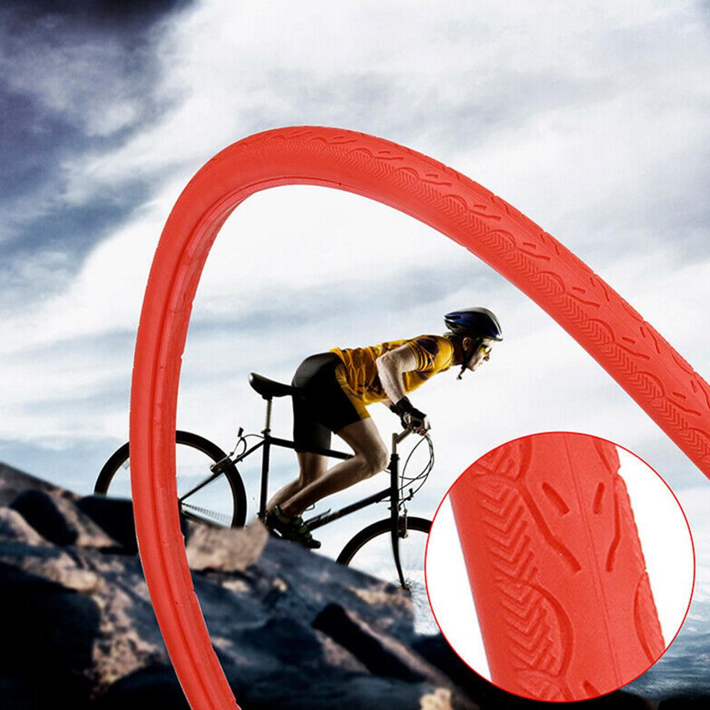 700x23C Bicycle Tire Road Fixed Gear Urban Bike Tubeless Vacuum Tyre 26 Inch Dead Speed Solid Tire Stability Bicycle Accessories: Red