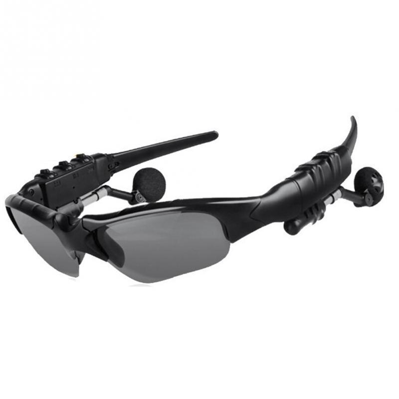 Stereo-oordopjes draadloze headset met microkleurige bril zonnebril voor rijden fietsen sport ruisonderdrukking hoofdtelefoon: Black
