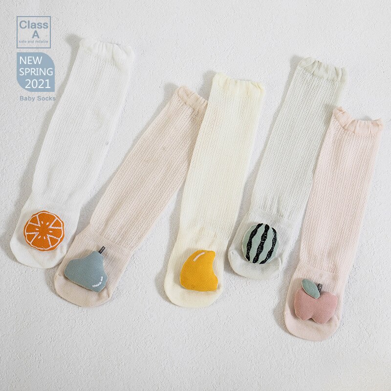 Baby Kinder Socken Sommer Mesh Baumwolle Socken Anti-moskito Spitze Strümpfe Für 0-3T Infant Baby nette Cartoon Obst Mesh Socken