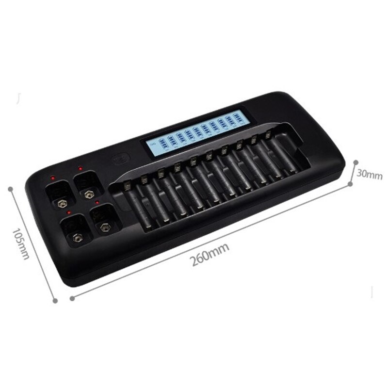 10-Slots Lcd Smart Battery Charger Voor 1.2V Oplaadbare Batterij 9V Ni-Mh Lithium-Ion Oplaadbare Batterijen, au Plug