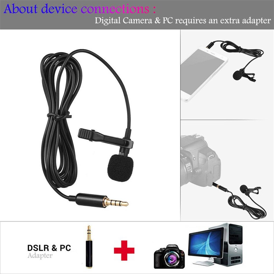 Mini USB Microphone Lapel Lavalier Mic For Phone PC Camera External Cable Mic Splitter Adapter Furry Windscreen Accessories