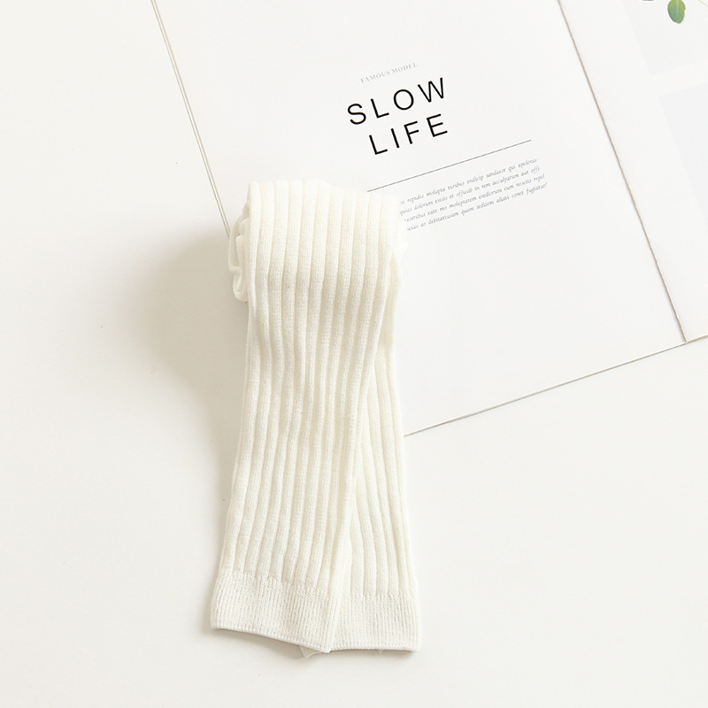 Mallas de algodón para niñas, pantalones de Color sólido, ropa de invierno para mantener el calor, absorbe el sudor, nueve puntos: white / L-3-4T