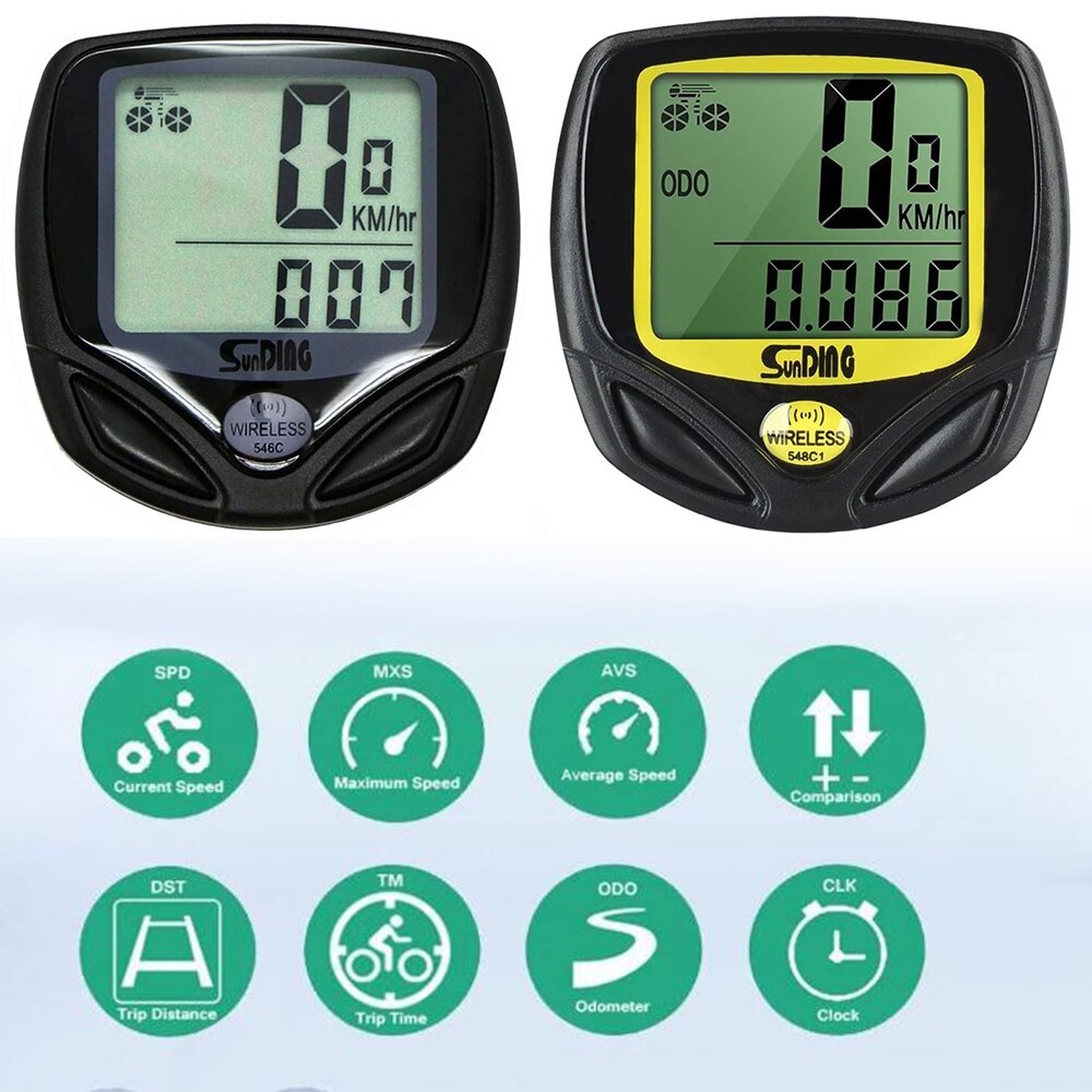 Wireless LCD Bike Computer Waterproof Bicycle Speedometer Digital Backlight Odometer Clock Cycling Stopwatch Bike Accessories