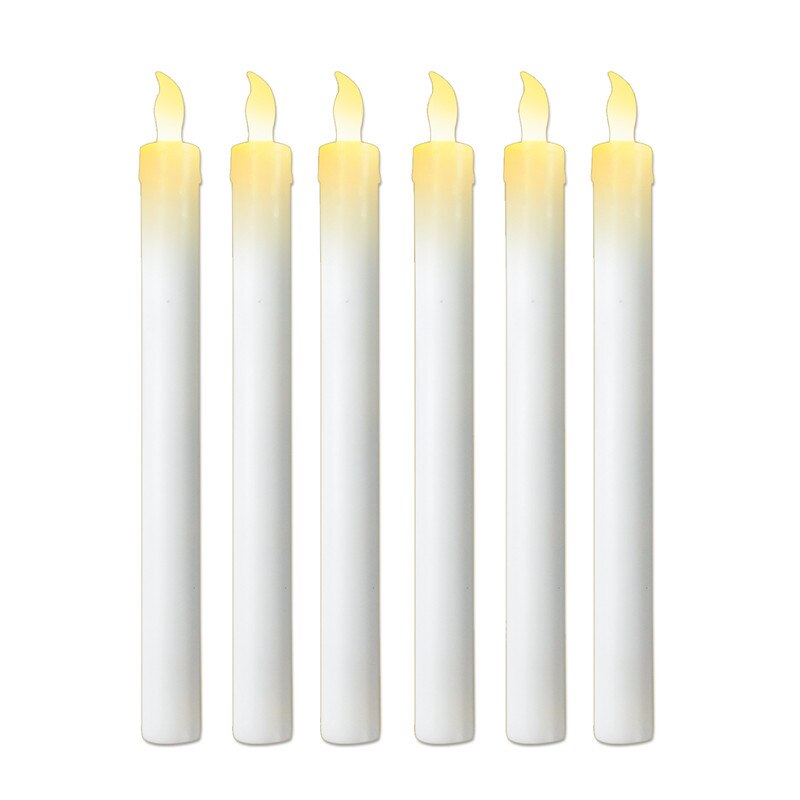 6 velas cónicas LED sin llama con luz amarilla parpadeante con interruptor de empuje, velas eléctricas para decoración de boda: warm white not flash