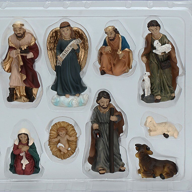 Heilige Familie Harz Stautes Bausatz Christian freundlicher Jesus Krippen Souvenir Jungfrau Maria Joseph Engel Schafe Figuren: Ursprünglich Titel