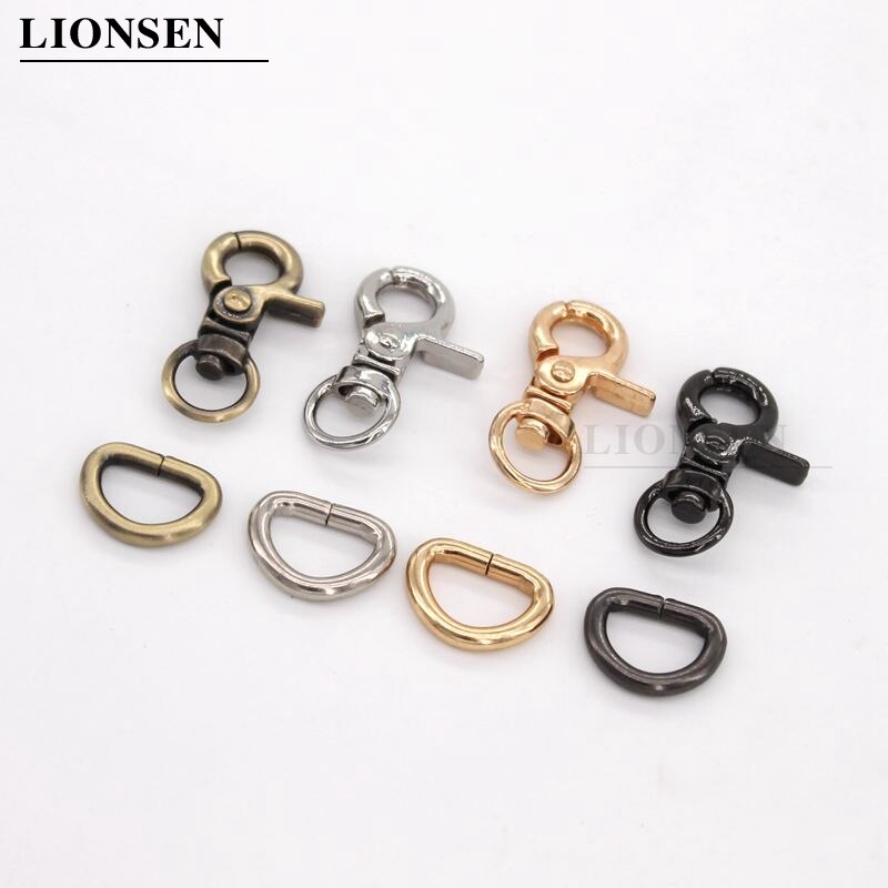 Lionsen 8Sets Metalen Trigger Sluitingen Clips Snap Gesp Haak D Ring Voor Sleutelhanger Diy Tas Sleutelhanger Handtas Hardware accessoires