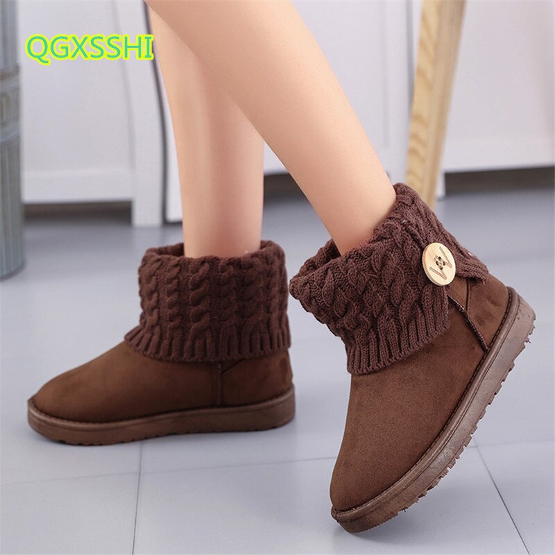 Winter Große Mädchen Schnee Stiefel Frau Wilden Gestrickte nackt Stiefel freundlicher Dicke Warme Schüler Anti-Schleudern große Größe Mädchen schnee Stiefel