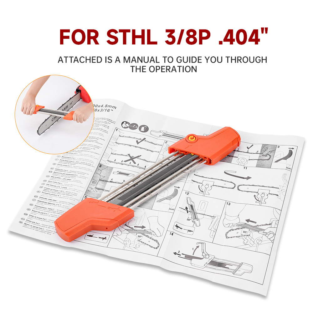 2 In 1 Easy File Chainsaw Chain Sharpener 3/8 P 4.0mm Saw Teeth Set Fast Sharpening With 2pcs 5/32 Inch Files Chain Sharpener