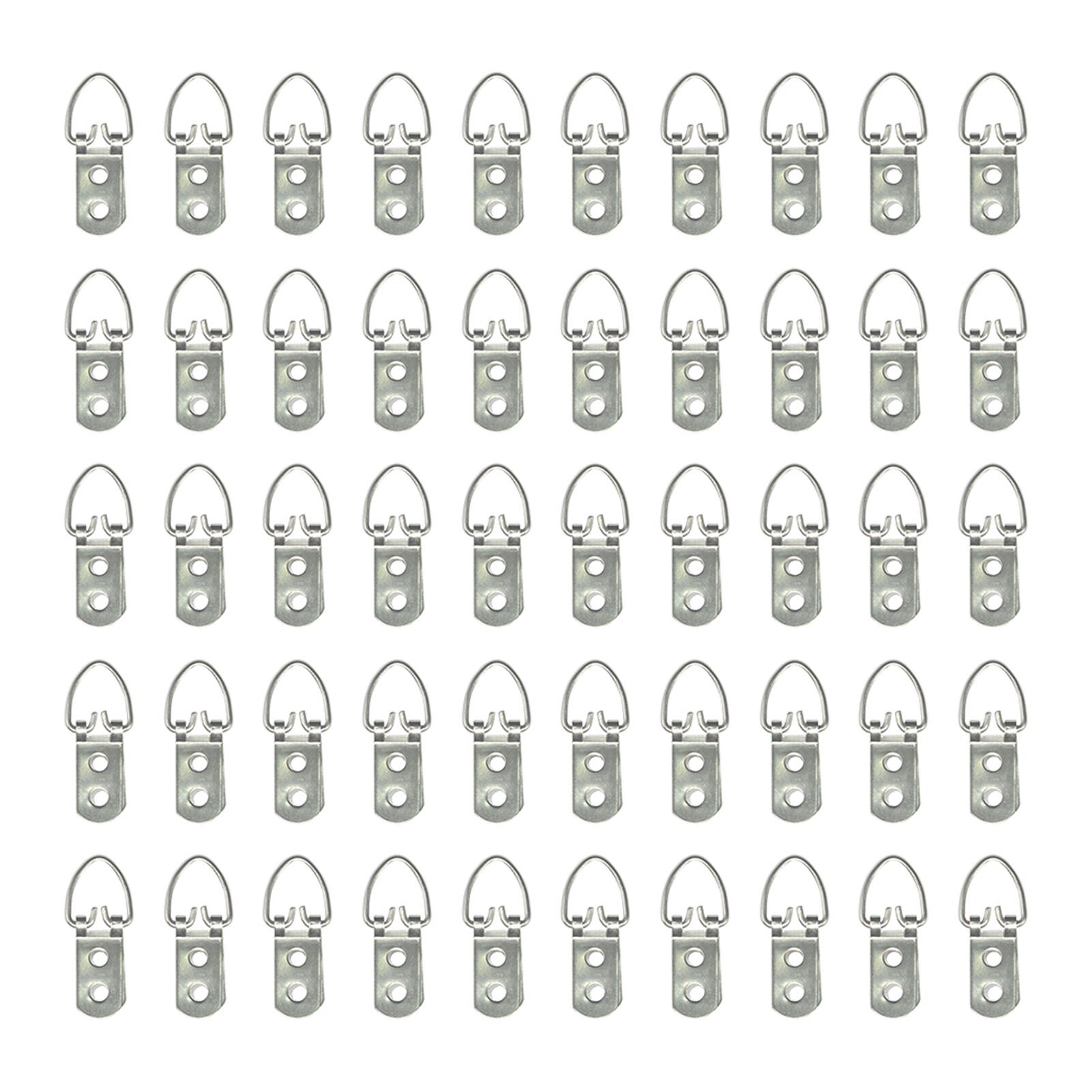 50pcs Wall Mount For Painting Small D Ring Clasp Clock Picture Hanger Hardware Double Holes Home Artwork Cross Stitch Heavy Duty