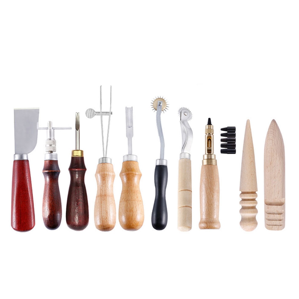 37PCS Leather Craft Tools Kit Hand Sewing Stitching Punch Carving Work Saddle Leathercraft Accessories DIY Tool