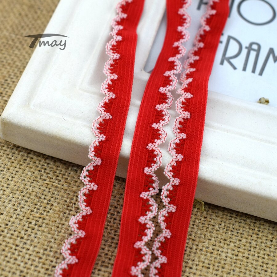 #219 rode en roze patchwork elastieken, nylon elastieken, broekondergoed, stretch kant, lint, babyhoofdbandjes, elastiekjes