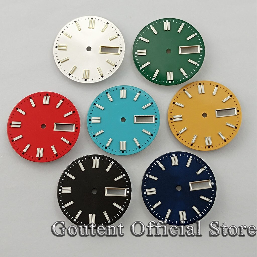 7 Soorten 29Mm Steriele Groen/Geel/Rood Horloge Wijzerplaat Voor Heren Horloge Groene Lichtgevende Fit Voor NH36 NH36A Beweging
