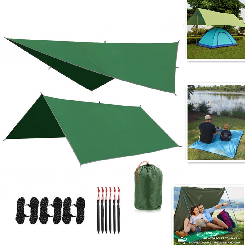 Hamaca impermeable de nailon 210T, lona para lluvia, hamaca, dosel, refugio solar para acampar, equipo esencial para senderismo