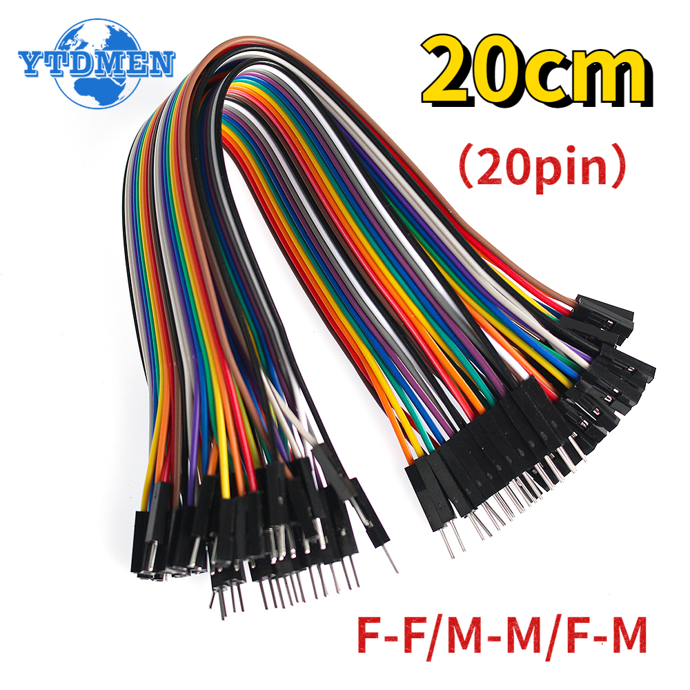 20pin jumper fio dupont linha 20cm macho para macho + fêmea para macho + fêmea para fêmea cabo dupont, para arduino diy kit eletrônico