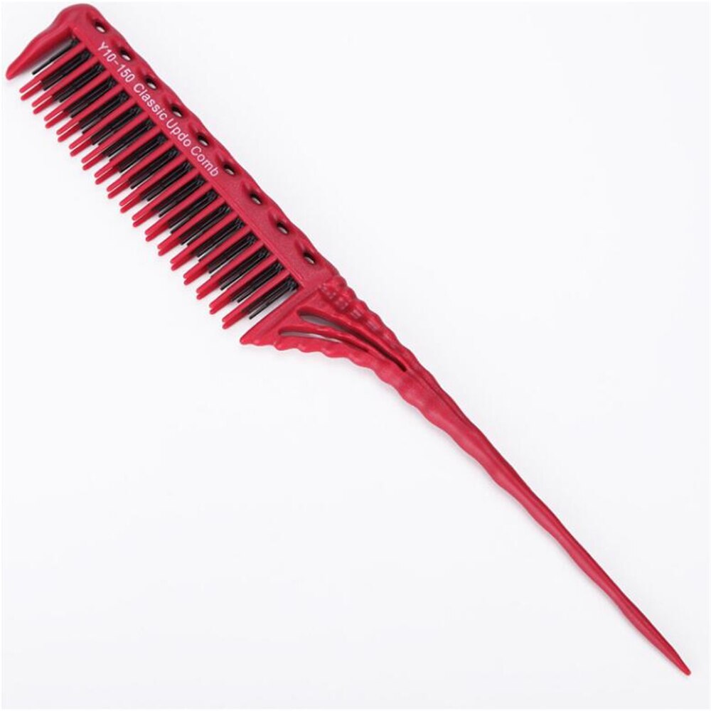 Hair Combs Tip Tail Comb Barber Hairdressing Comb 3-Row Teeth Teasing Brush Highlight Comb Salon Hair Styling Tool: Red