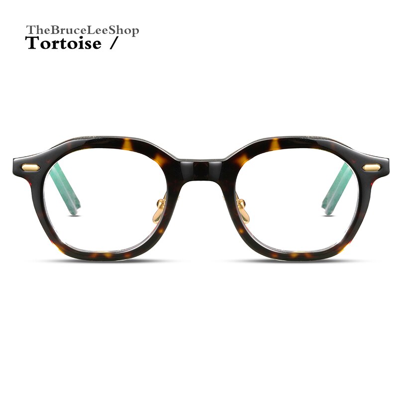 Acetate Leisure business Style Glasses Men Retro Vintage Prescription Glasses Women Optical Spectacle Frame polygon: tortoise