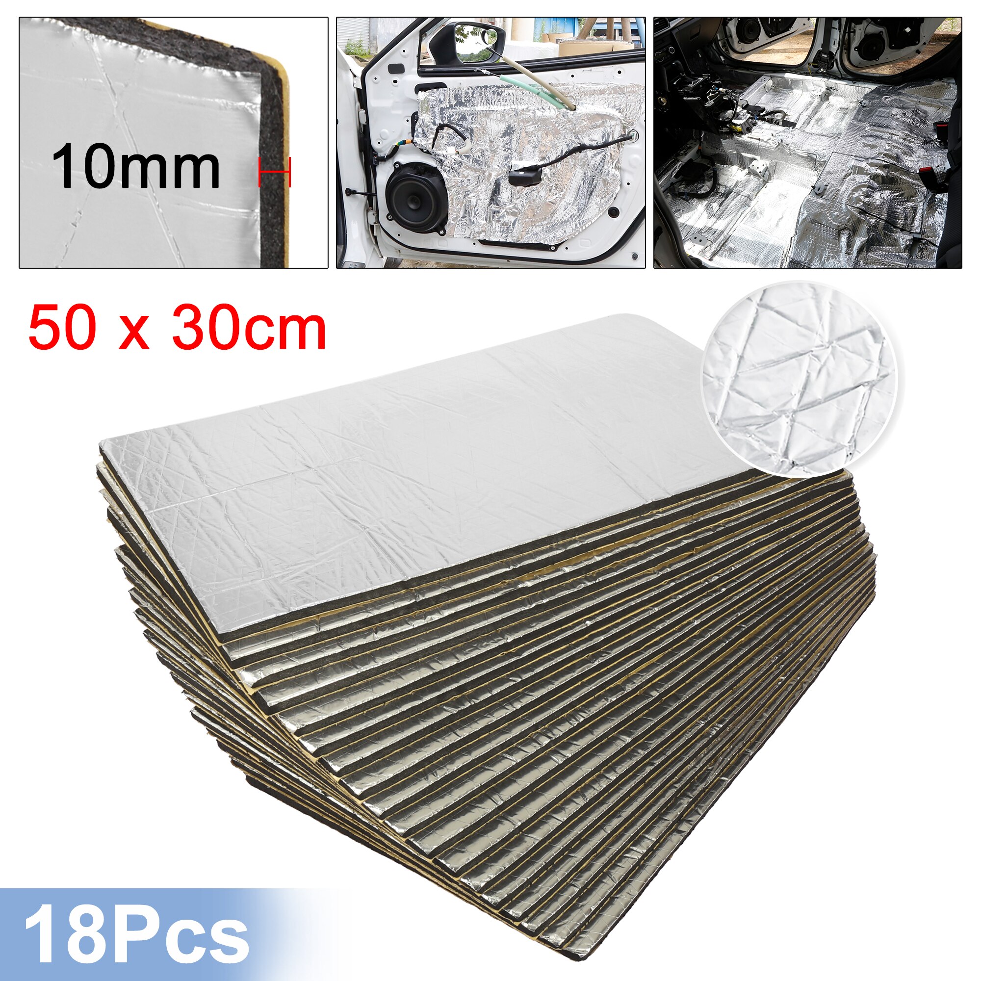 Uxcell-manta isolante de calor e som automotivo, 12 ou 50cm x 30cm, isolamento da temperatura, impermeabilização: 10mm18p AluminaFiber