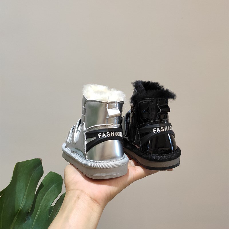 neue Winter freundlicher Schnee Stiefel Spiegel Wasserdichte Mädchen Stiefel Nicht-Unterhose Wolle Warme Starke Baumwolle Junge Stiefel Baby kleinkind Schuhe