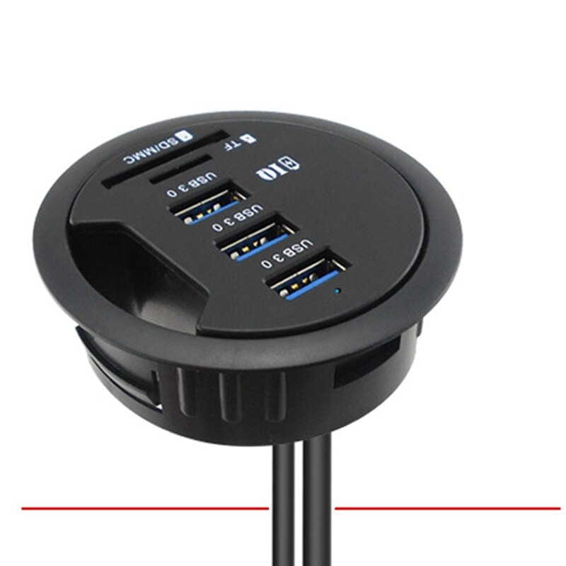 USB Desk Hub USB3.0 HUB with 3 Port USB3.0 TF/SD/MMC Adapter for Desktop PC USB HUB Desk Mount USB 3.0 Splitter,US Plug