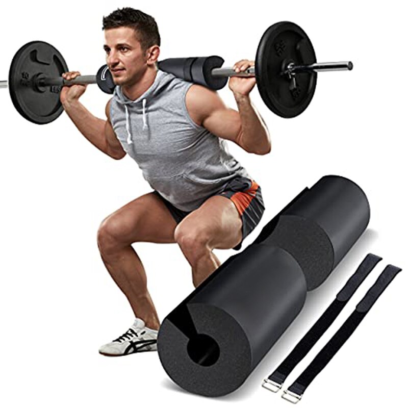 Almohadilla para sentadillas, mancuerna con correas de fijación, Protector para cuello y hombros, equipo de gimnasio para culturismo, levantamiento de pesas