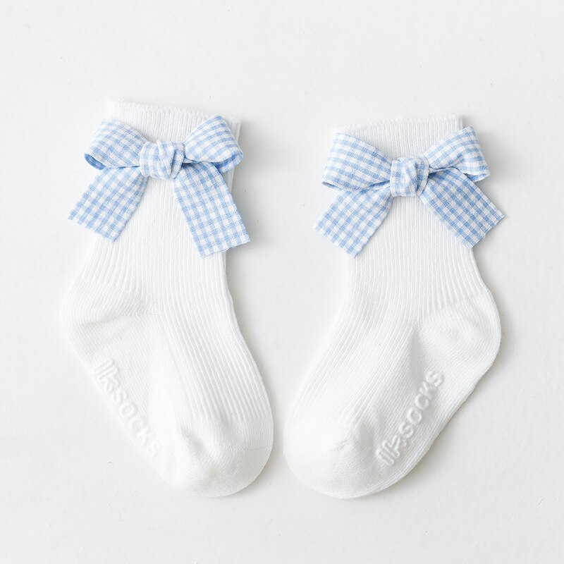 Leuke Grote Boog Baby Meisjes Sokken Lente Anti-Slip Baby Jongens Sokken Zachte Baby Peuter Vloer Sokken: white