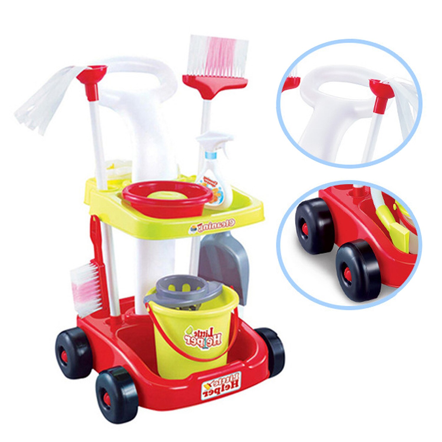9 Pcs Kids Baby Simulatie Housekeeping Huishoudelijke Schoonmaken Speelgoed Set Met Schoonmaken Winkelwagen Bezem Mop Emmer Voor Pretend Rollenspel speelgoed