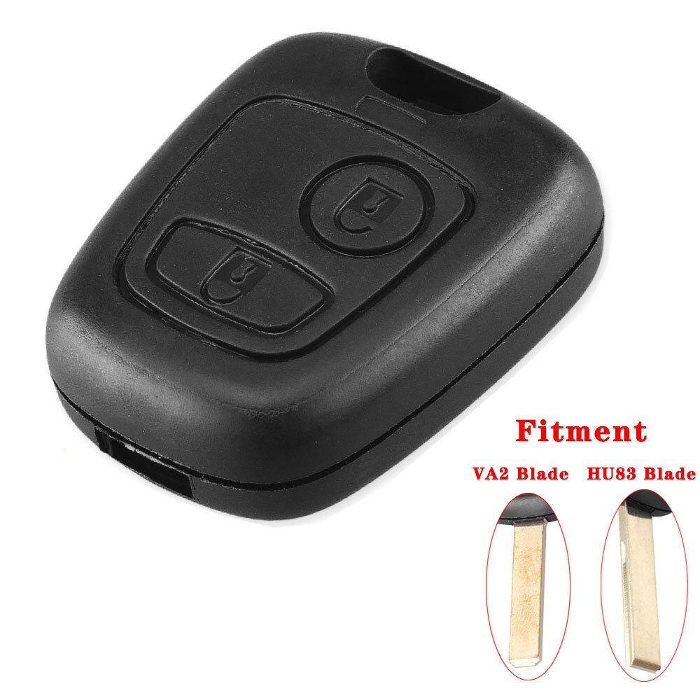 Keyyou autosleutelbehuizing voor citroen  c1 c2 c3 c4 xsara picasso  hu83/ va2/ zonder blad, 2- knops afstandsbediening, lege behuizing: Geen mesbehuizing