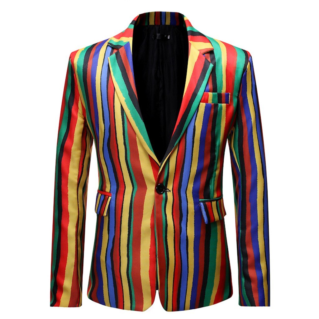 Brazil style Blazer men suit Casual colorful stripe Print Mens Suit jacket Slim Fit terno masculino d91207