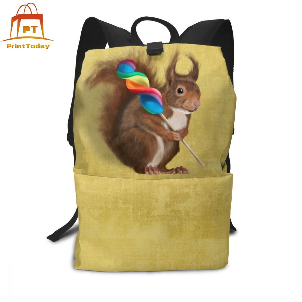 Mochila con estampado de ardilla para hombre y mujer, morral escolar de
