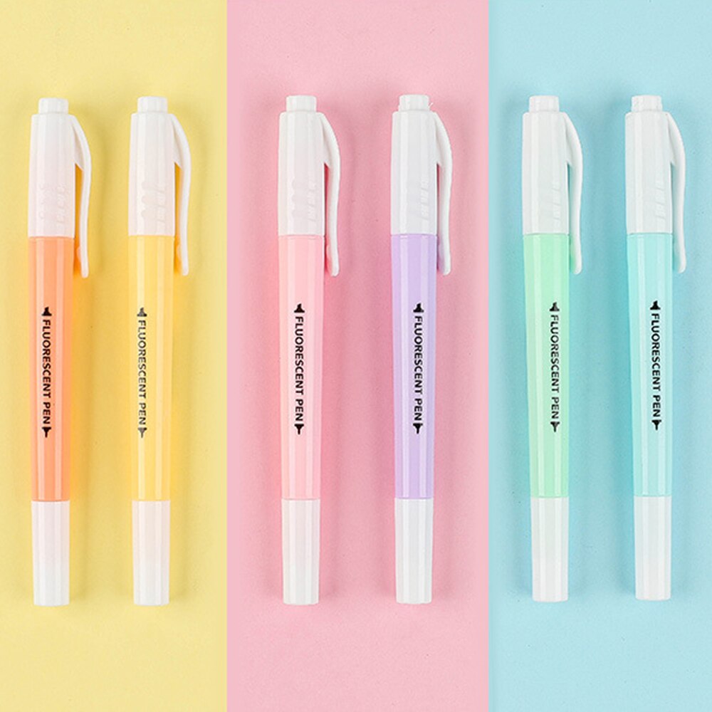 6 unids/set impermeable doble cabeza bolígrafo subrayador material de papelería acuarela fluorescente dibujo rotulador de arte suministro Oficina colegio