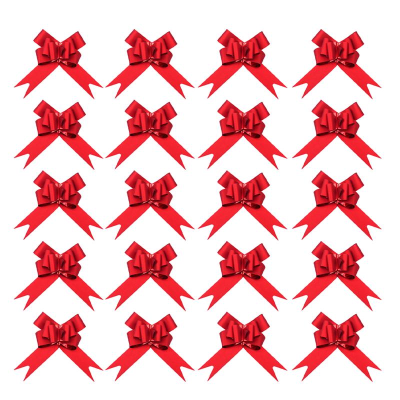 50 stk 9cm pull bowknots med snefnugmønster jul dekorative pull bowknots box pull buer bowknot bånd (rød): Rød