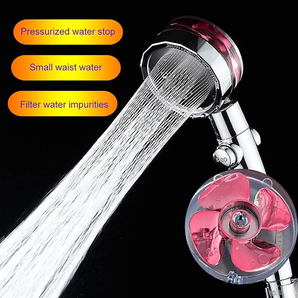 Pressurized Shower 360 Degrees Rotating Shower Head Water Saving ABS Rain High Pressure Spray Nozzle Propeller Shower