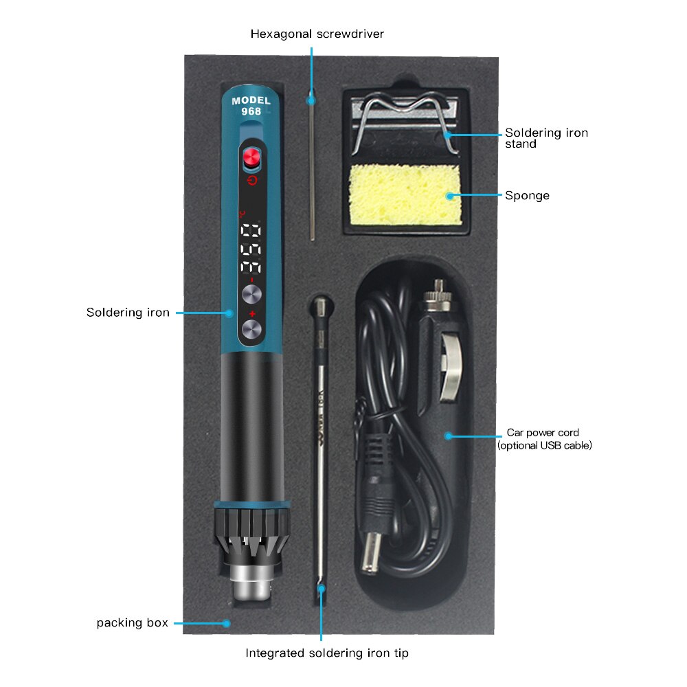 CXG 968 Mini Portable Soldering Iron Intelligent Adjustable Constant Temperature Sleep Function LED Display Portable Weld Tool