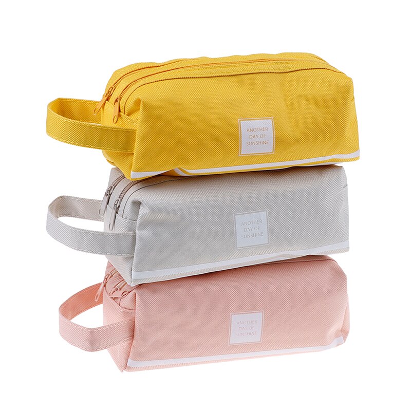 Estuche de lápices grande con doble cremallera, estuche escolar Kawaii, caja de bolígrafos grande