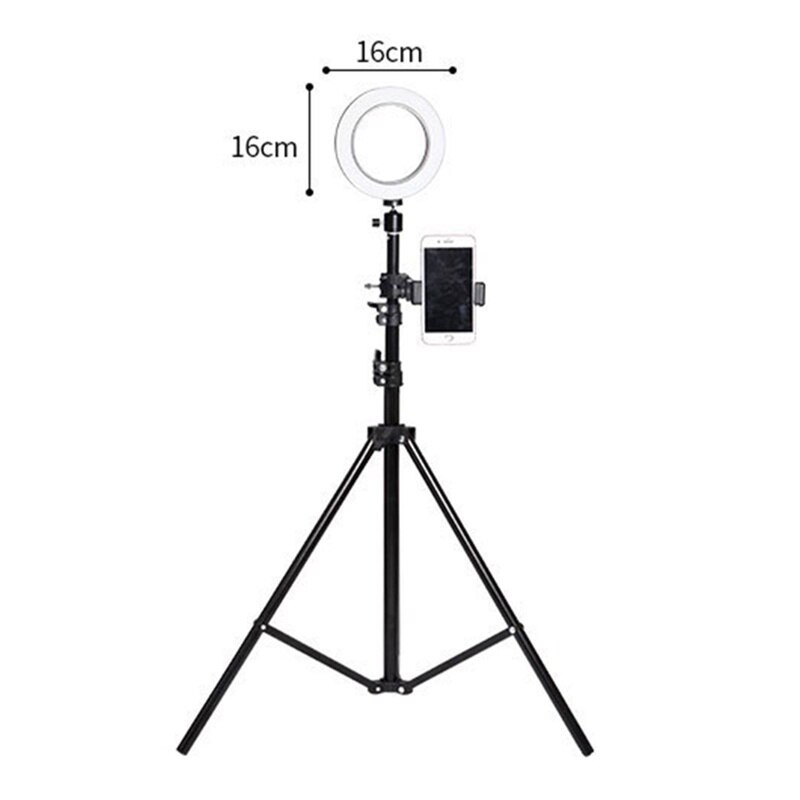 16cm Ring Light With Stand - Rovtop LED Selfie Light Ring Aro De Luz Para Celular Tripod Phone Holder Live Video Photography: Default Title