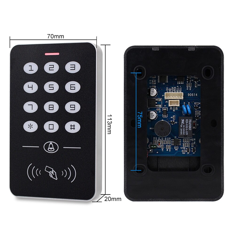 Door Access Control System RFID Keypad Waterproof Outdoor Cover 125KHz Standalone Controller Reader Door Opener 10pcs Keyfobs