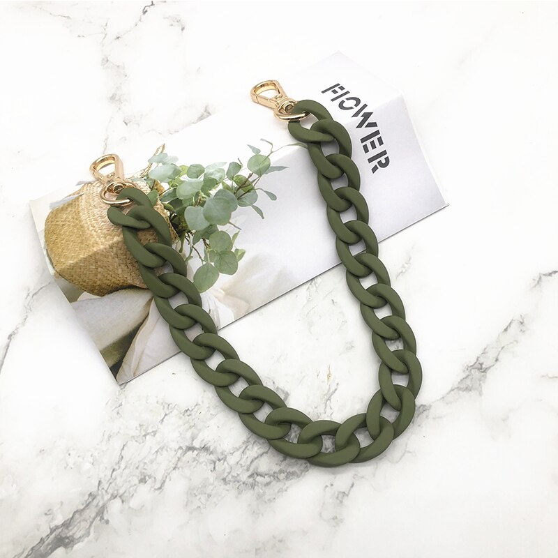 37-115 CM Frosted Alloy Fish Bone Plastic Chain Resin Chain Bag Strap for Handbags For Women Accessories Colorful Ladie