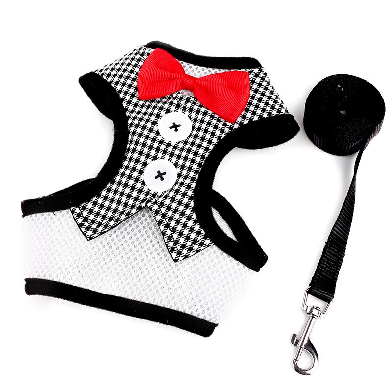 thumbnail image 2 of Princess Cat Dog Dress Harness And Leash Set - Pink Pearl Bowtie Puppy Vest 2 of 6